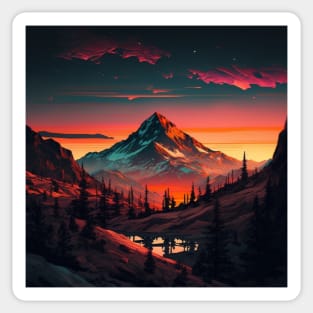 Mountain Sunset Forest Sticker